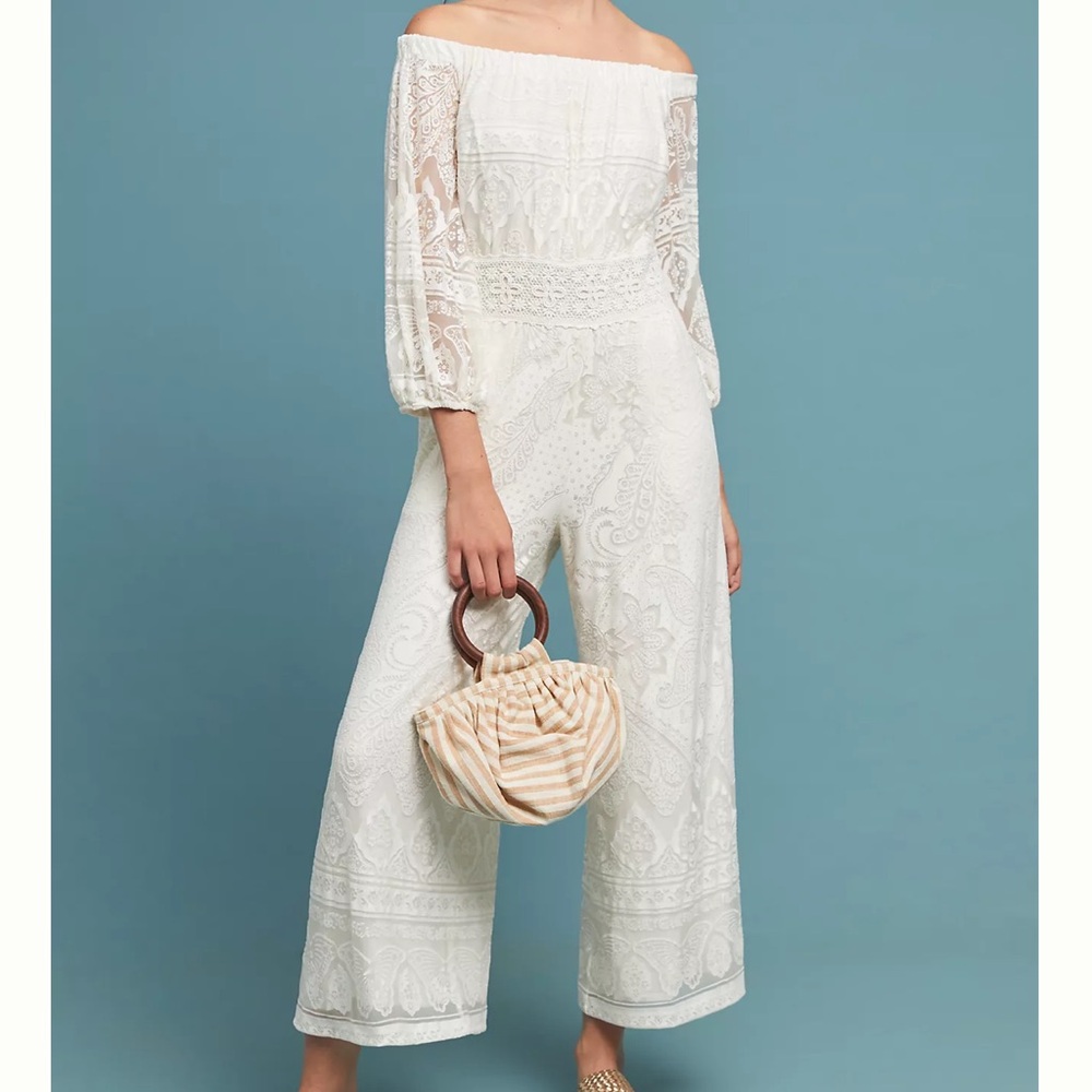 Farm Rio Anthropologie Elliot Off-the-Shoulder Jumpsuit